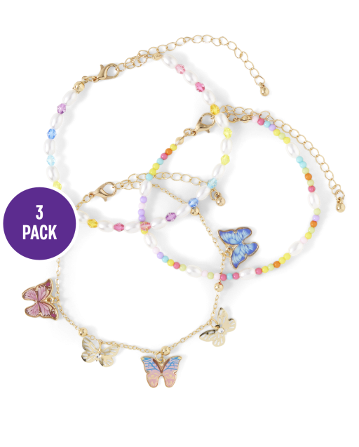 Girls Butterfly Anklet 3-Pack