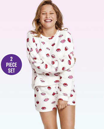 Tween Girls Lips Cozy Fleece Pajamas
