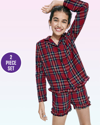 Tween Girls Plaid Flannel Pajamas