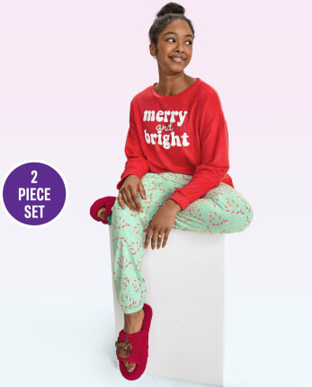 Tween Girls Merry And Bright Fleece Pajamas