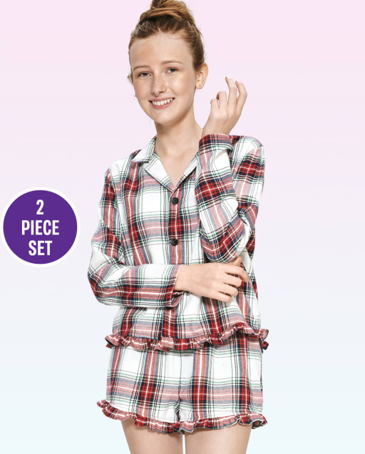 Tween Girls Plaid Flannel Pajamas