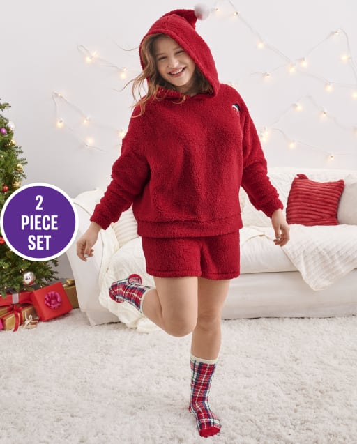 Girls Cozy Long Sleeve Holiday Pajama Set