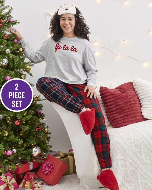 Girls 'Fa La La' Long Sleeve Pajama Set