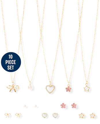 Girls Bow 10-Piece Jewelry Set