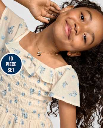Ensemble de 10 bijoux floraux pour filles