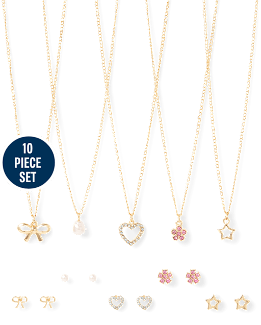 Girls Bow 10-Piece Jewelry Set
