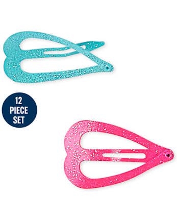 Juego de cabello de 12 piezas para niñas con forma de corazón