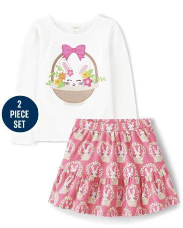 Girls Embroidered Basket 2-Piece Set - Spring Celebrations