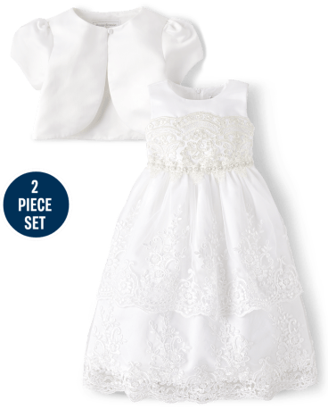 Girls Lace Applique Dress 2-Piece Set - Special Occasion