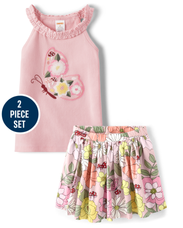 Girls Embroidered Butterfly 2-Piece Set - Fairytale Forest