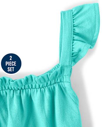 Ensemble haut à volants et short de vélo pour filles - Island Getaway
