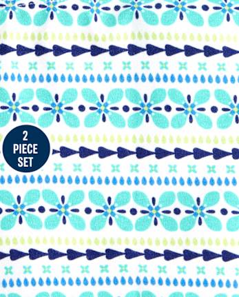 Ensemble haut à volants et short de vélo pour filles - Island Getaway