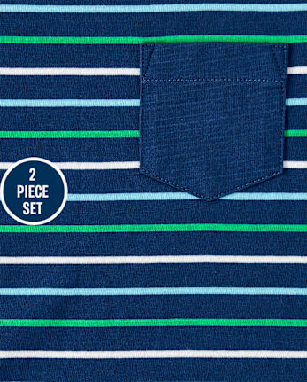Ensemble haut et short rayé avec poche pour garçons - Critter Camp