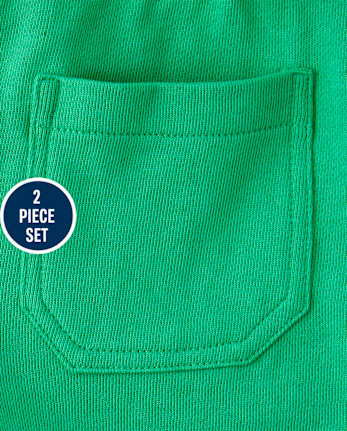 Ensemble haut et short rayé avec poche pour garçons - Critter Camp
