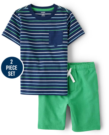 Conjunto De Niño Top Y Shorts De Rayas Con Bolsillos - Critter Camp