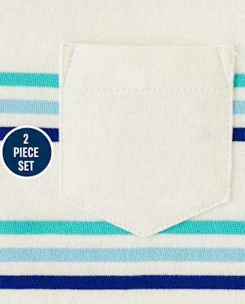 Boys Striped Pocket Top And Shorts Set - Island Getaway