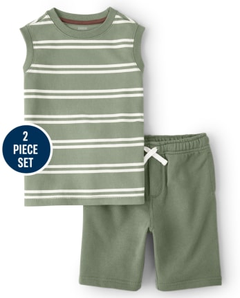 Boys Striped Tank Top And Shorts Set - Safari Camp