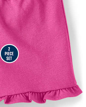 Girls Ruffle Tank Top And Shorts Set - Summer Sunsets
