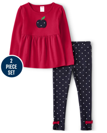 Conjunto de top y leggings de manzana para niñas: el favorito de los profesores