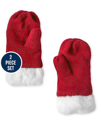 Girls Hat And Mittens Set - Ho Ho Ho