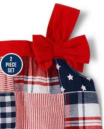 Baby Girls Madras Patch Dress - American Cutie
