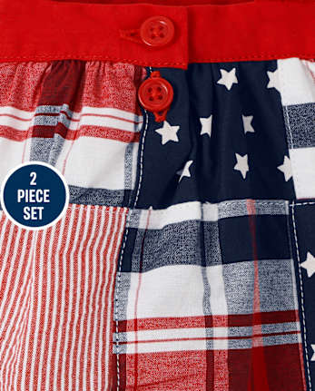Baby Girls Madras Patch Dress - American Cutie