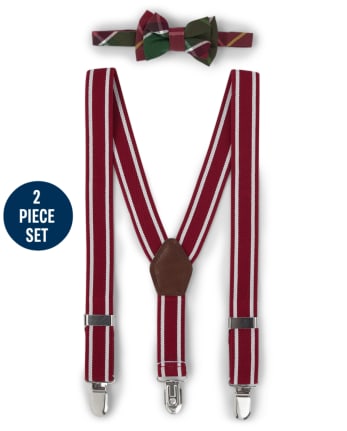 Boys Plaid Bow Tie And Suspenders Set - Holiday Traditions