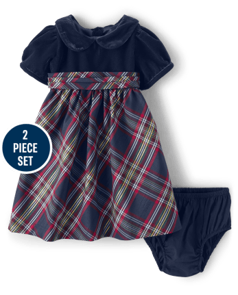 Robe en tricot à carreaux pour bébé fille - Célébrations de famille