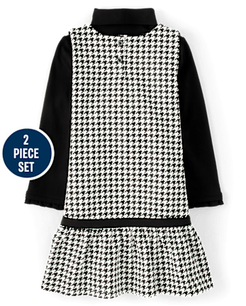 Ensemble 2 pièces à col roulé et chasuble pied-de-poule pour fille - London Calling