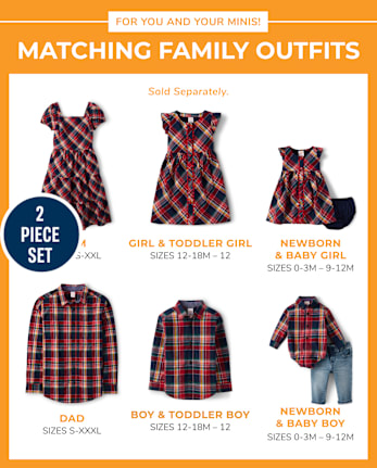 Baby Boys Matching Family Plaid Poplin 2-Piece Outfit Set - Apple Orchard