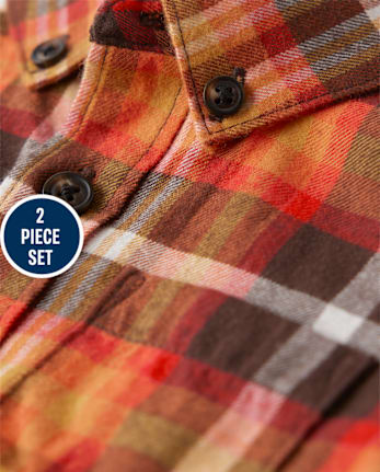 Baby Boys Dad And Me Plaid Corduroy 2-Piece Outfit Set - Happy Harvest