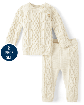 Unisex Baby Cable Knit 2-Piece Outfit Set - Mandy Moore for Gymboree
