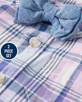 Baby Boys Dad And Me Plaid 2-Piece Outfit Set - Lovely Lavender