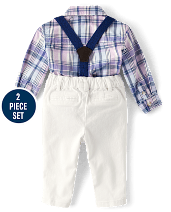 Baby Boys Dad And Me Plaid 2-Piece Outfit Set - Lovely Lavender