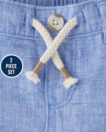 Baby Boys Dad And Me Linen-Blend 2-Piece Outfit Set