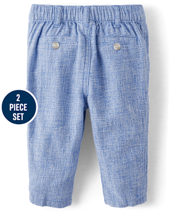Baby Boys Dad And Me Linen-Blend 2-Piece Outfit Set