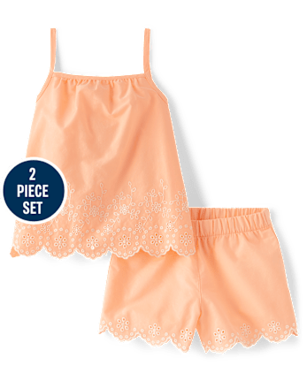 Girls Eyelet 2-Piece Outfit Set - Little Essentials