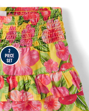 Girls Floral Ruffle 2-Piece Outfit Set - Little Essentials