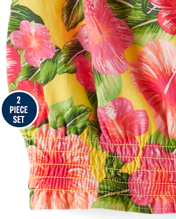 Girls Floral Ruffle 2-Piece Outfit Set - Little Essentials