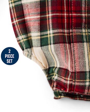 Baby Boys Plaid 2-Piece Outfit Set - Royal Christmas