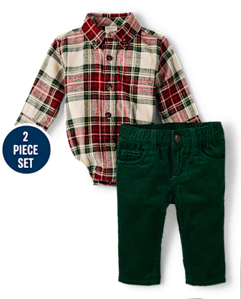 Baby Boys Plaid 2-Piece Outfit Set - Royal Christmas