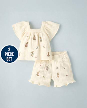 Baby Girls Peter Rabbit Flutter Gauze 2-Piece Outfit Set