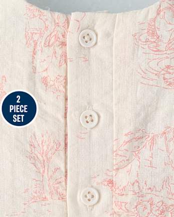 Baby Girls Peter Rabbit Embroidered Seersucker 2-Piece Outfit Set