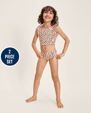 Girls Leopard Flutter Tankini Swimsuit - Swim Shop