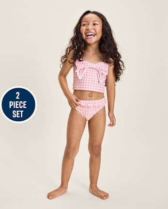 Maillot de bain tankini à carreaux vichy pour filles - Boutique de maillots de bain