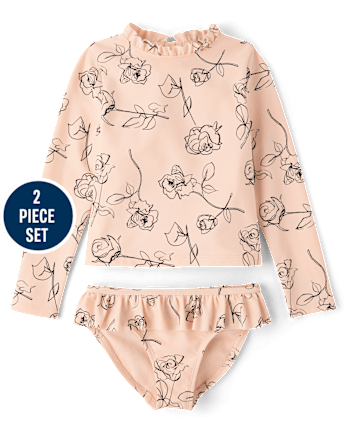 Girls Floral Rashguard Tankini Swimsuit - Swim Shop