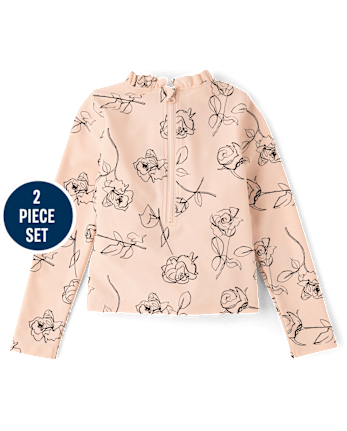 Girls Floral Rashguard Tankini Swimsuit - Swim Shop