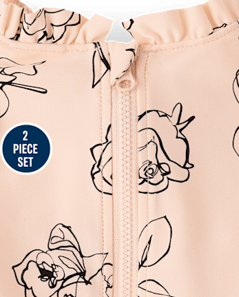 Girls Floral Rashguard Tankini Swimsuit - Swim Shop