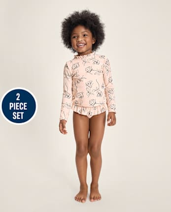 Girls Floral Rashguard Tankini Swimsuit - Swim Shop