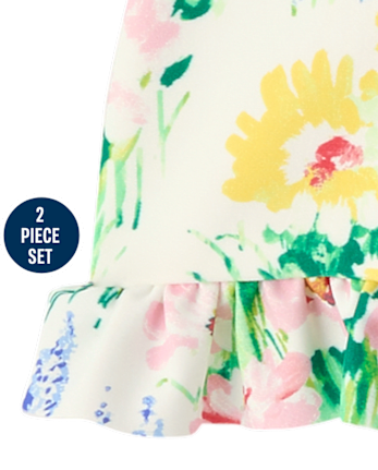 Girls Floral Puff Sleeve Tankini Swimsuit - Swim Shop